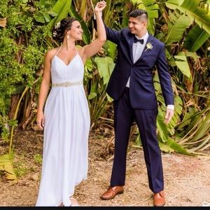 Simple White Halter Wedding Dress